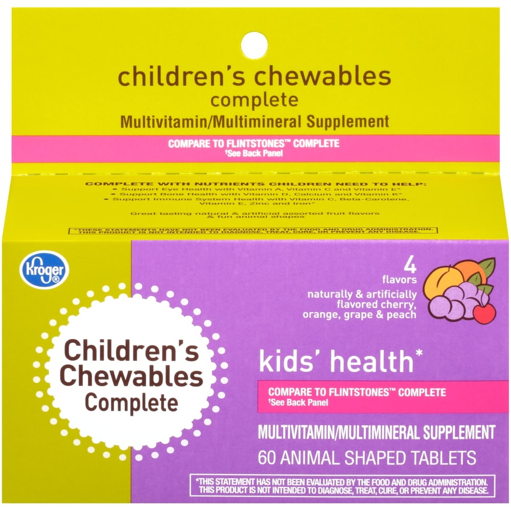 slide 1 of 1, Kroger Kids' Health Complete Animal Shaped Tablet Vitamins, 60 ct