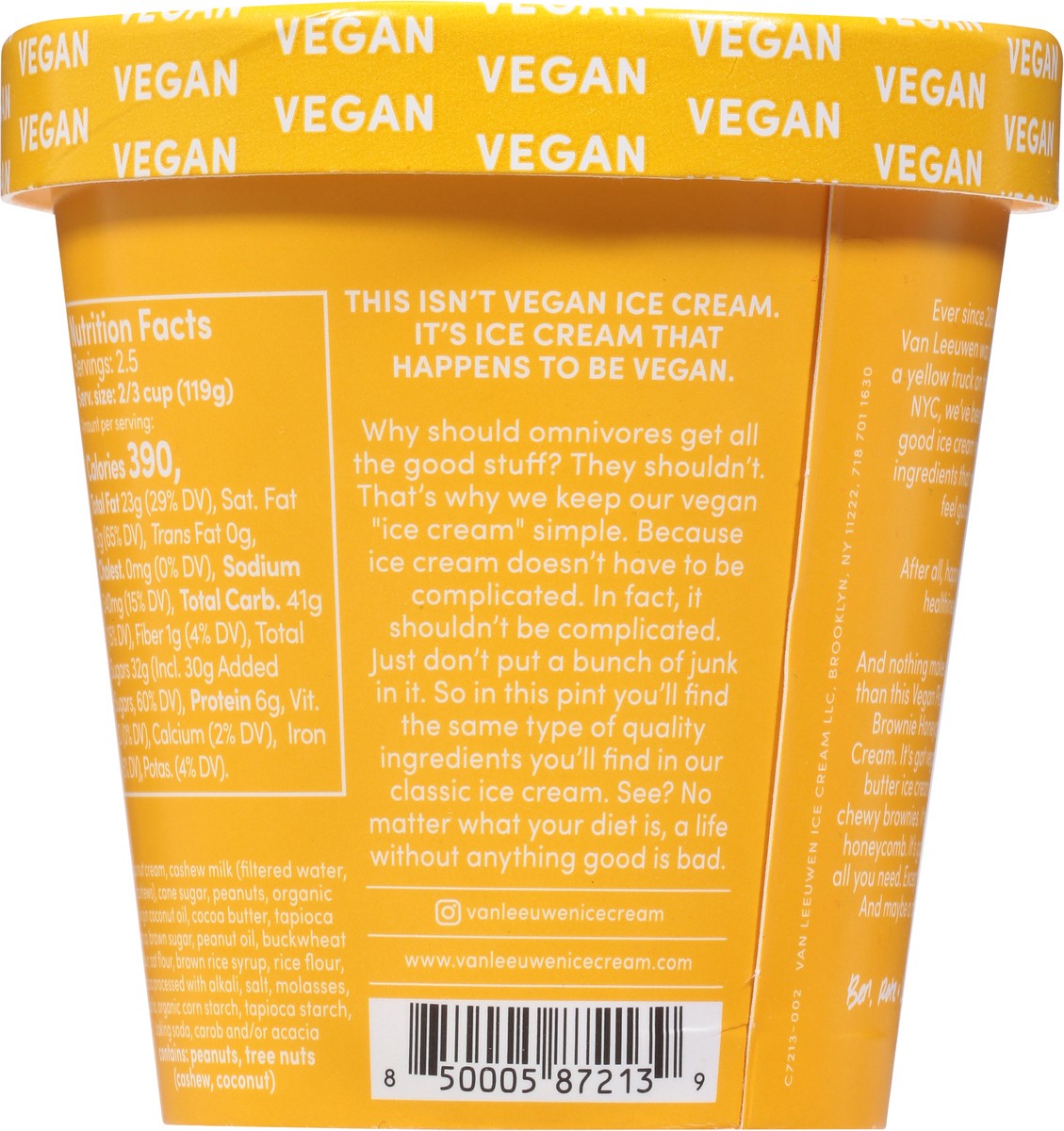 slide 9 of 9, Van Leeuwen Vegan Non-Dairy Peanut Butter Brownie Honeycomb Frozen Dessert 14 fl oz, 14 fl oz