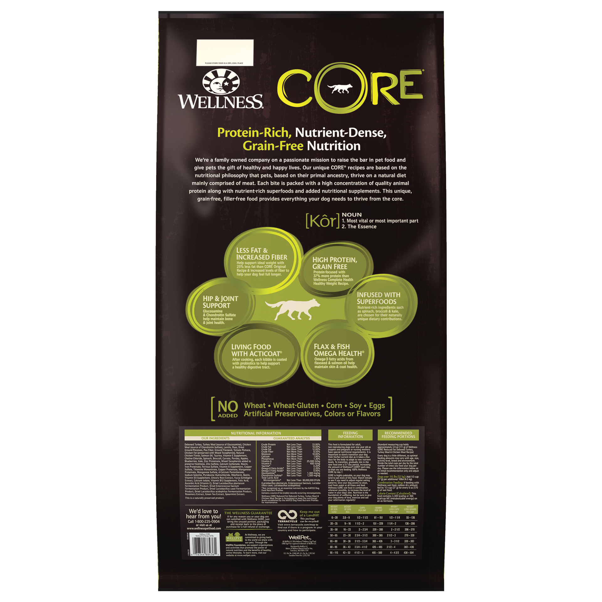 slide 5 of 5, Wellness CORE Natural Grain Free Dry Dog Food, Reduced Fat, 24-Pound Bag, 1 ct