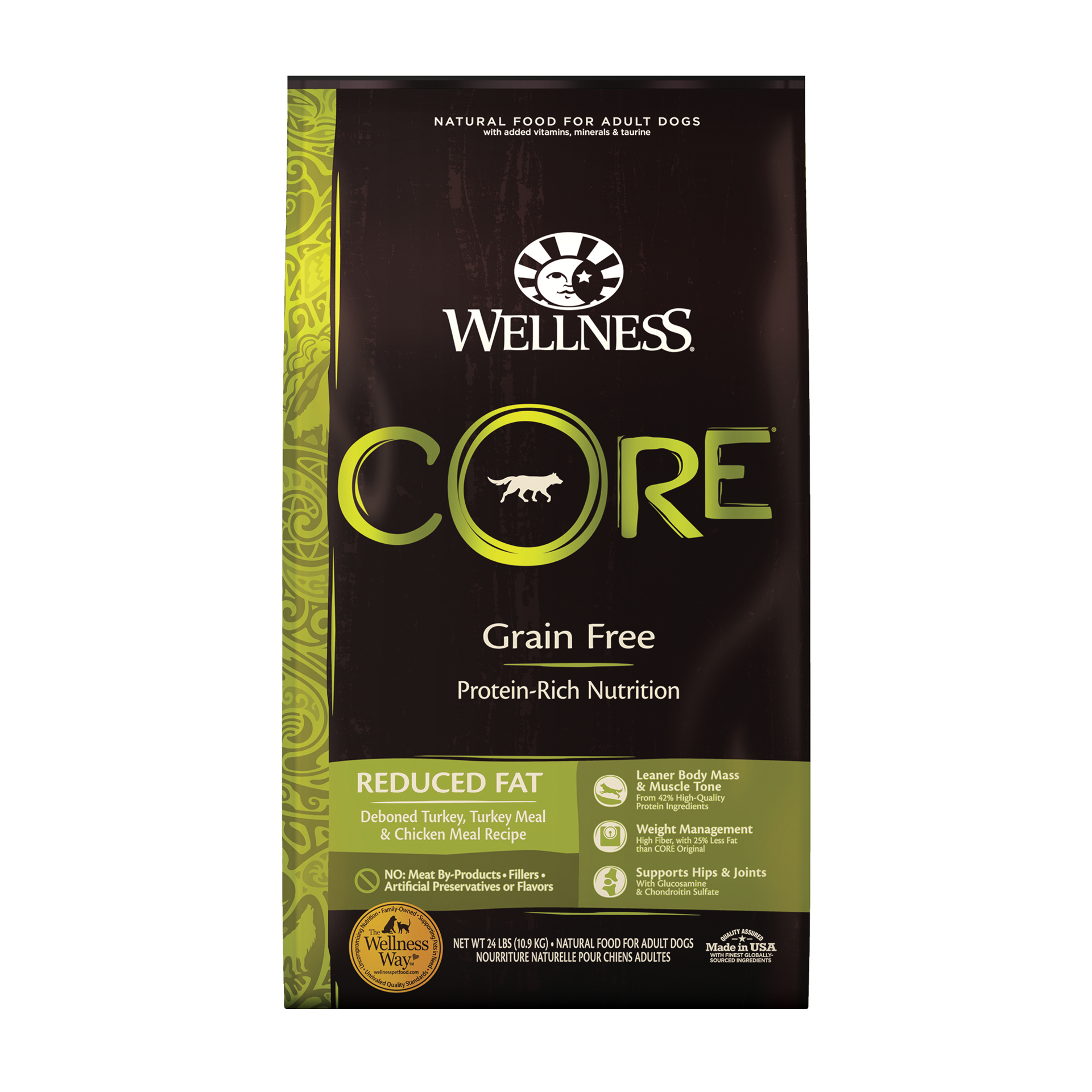 slide 1 of 5, Wellness CORE Natural Grain Free Dry Dog Food, Reduced Fat, 24-Pound Bag, 1 ct