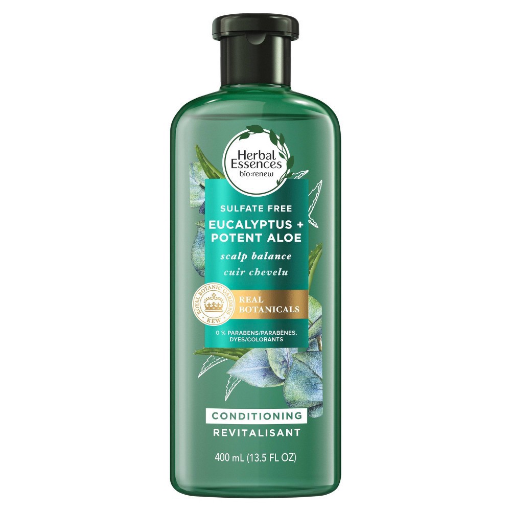 slide 3 of 11, Herbal Essences Eucalyptus Sulfate Free Conditioner, Scalp Balance, 13.5 fl oz, with Certified Camellia Oil and Aloe Vera, For All Hair Types, Especially Dry Scalp, 13.5 fl oz