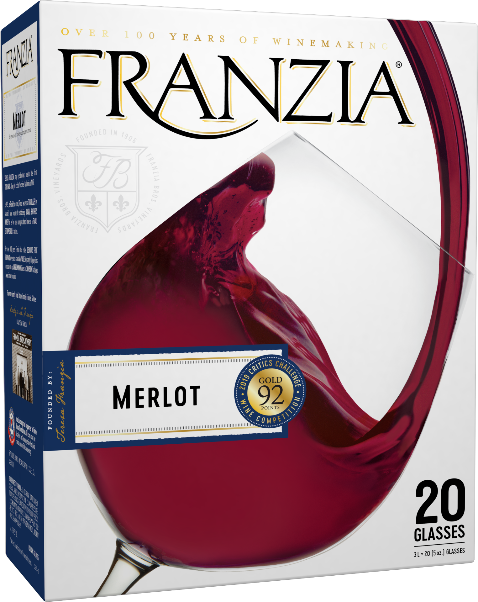 slide 1 of 4, Franzia Merlot Red Wine, 3 liter