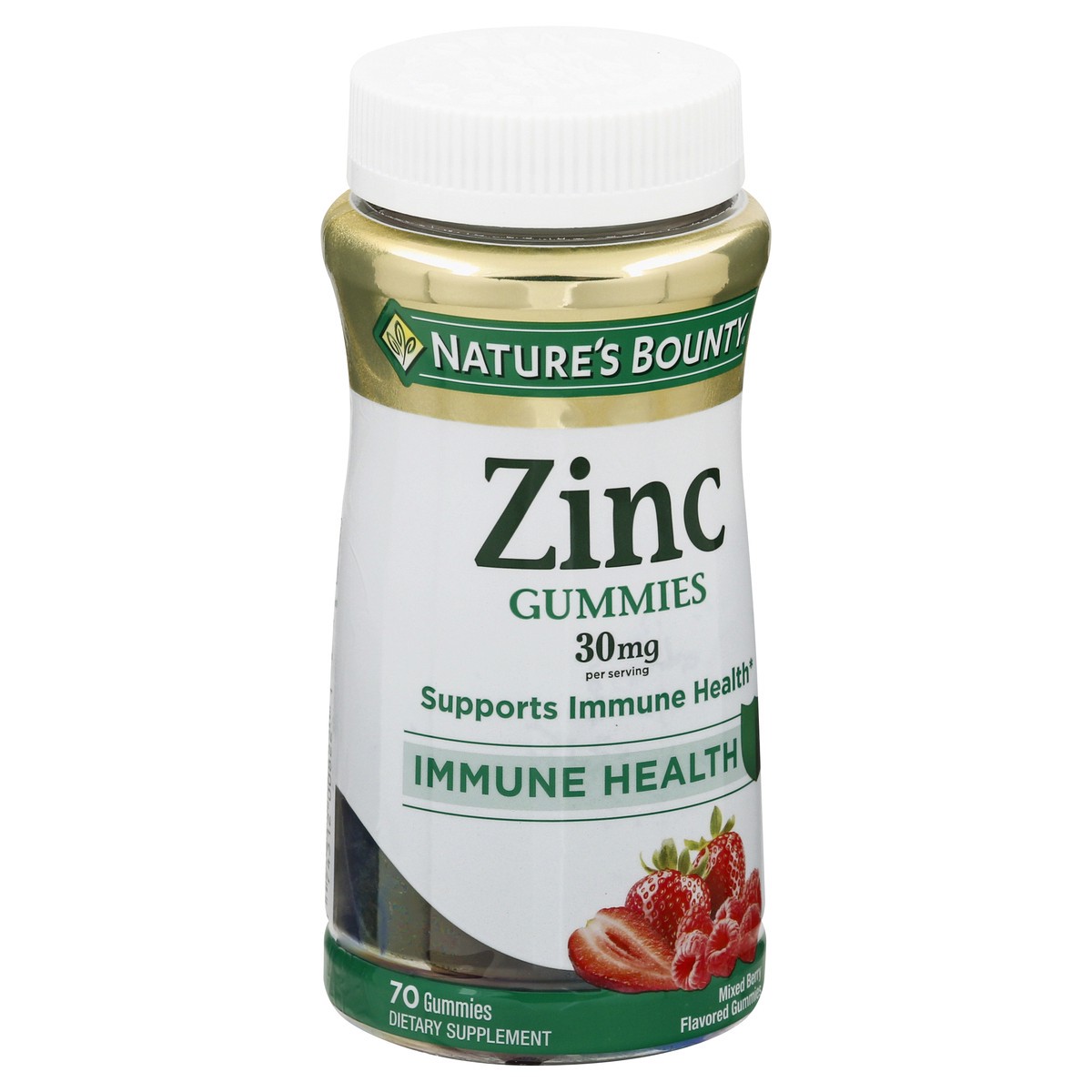 slide 9 of 10, Nature's Bounty Zinc Immune Support Mixed Berry Gummies, 30 Mg, 70 ct