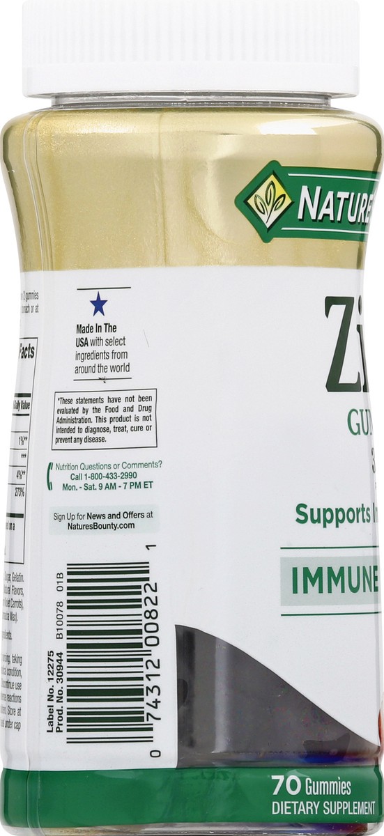 slide 4 of 10, Nature's Bounty Zinc Immune Support Mixed Berry Gummies, 30 Mg, 70 ct