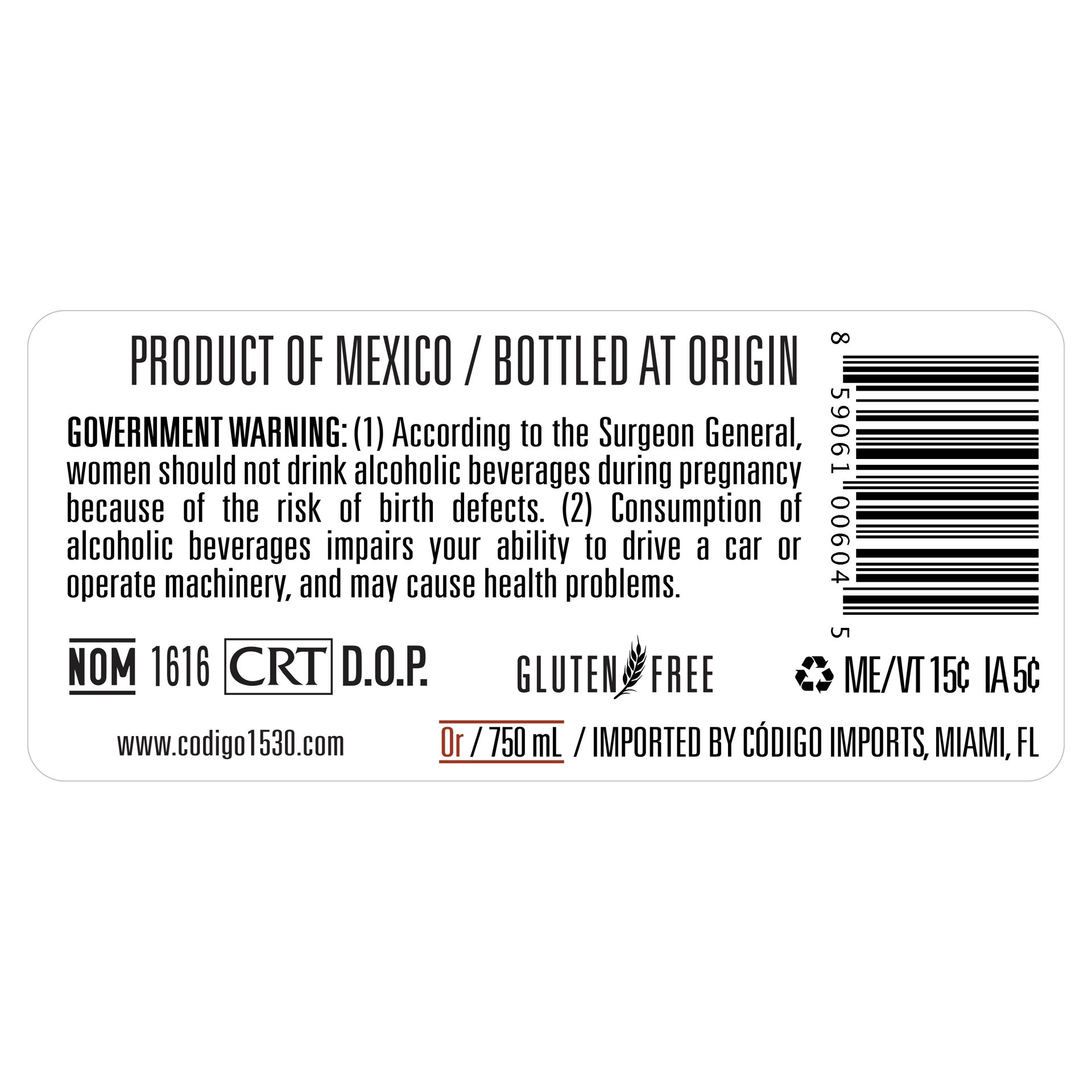 slide 9 of 9, Codigo 1530 Código 1530 Origen Extra Anejo Tequila, 750 mL Bottle, 40% ABV, 1 ct