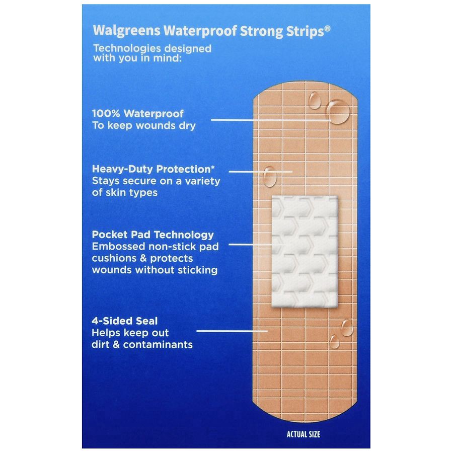 slide 5 of 5, Walgreens Tough Strips Waterproof 1 x 3.25 inch, 20 ct