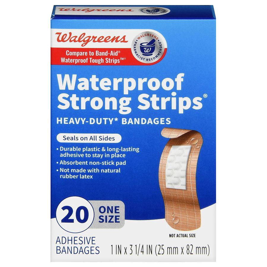 slide 1 of 5, Walgreens Tough Strips Waterproof 1 x 3.25 inch, 20 ct