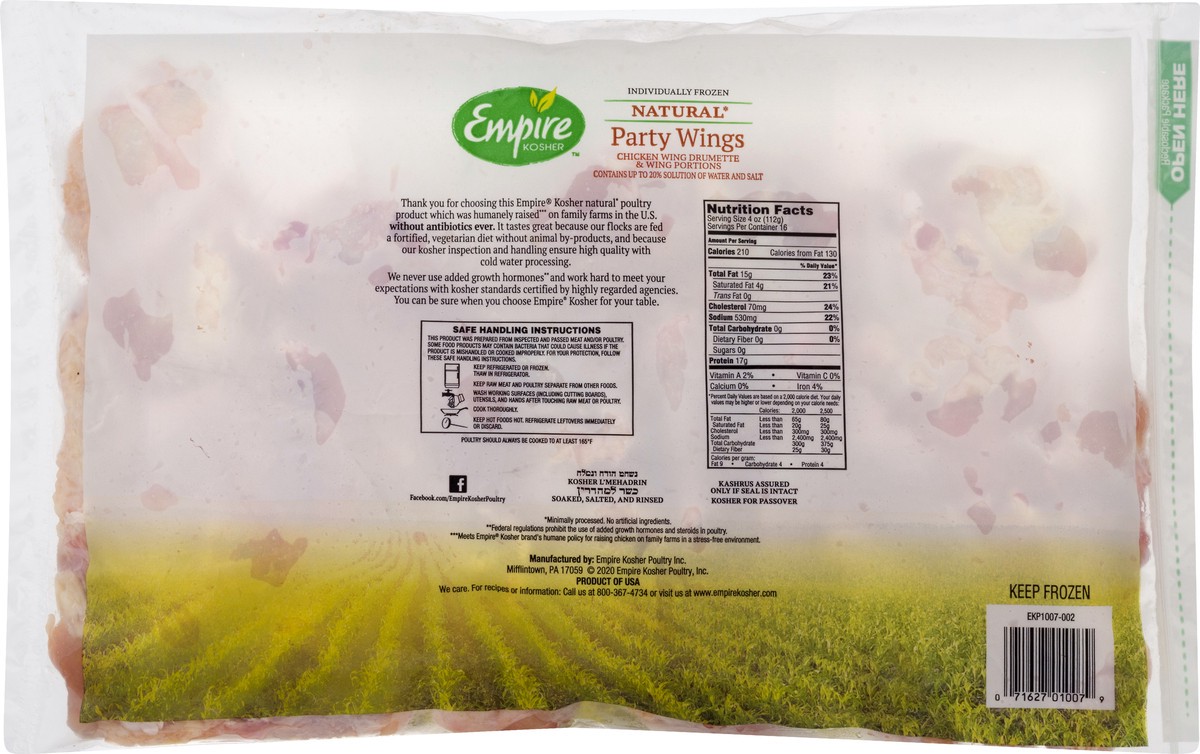 slide 12 of 13, Empire Kosher Party Wings, Natural, 4 lb