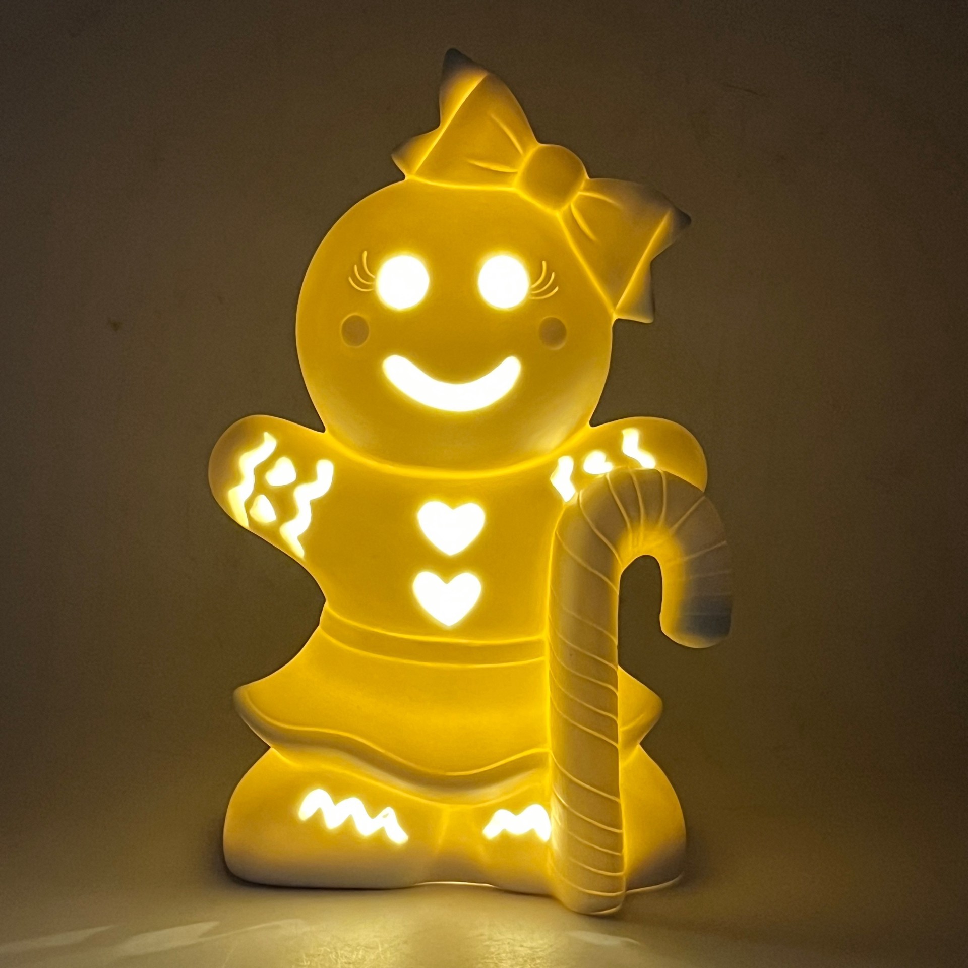 slide 6 of 8, 7.5" Led Diy Ceramic Gingerbread Cookie With Candy Cane Decor By Make Market, 4.5 in x 2.8 in x 7.44 in