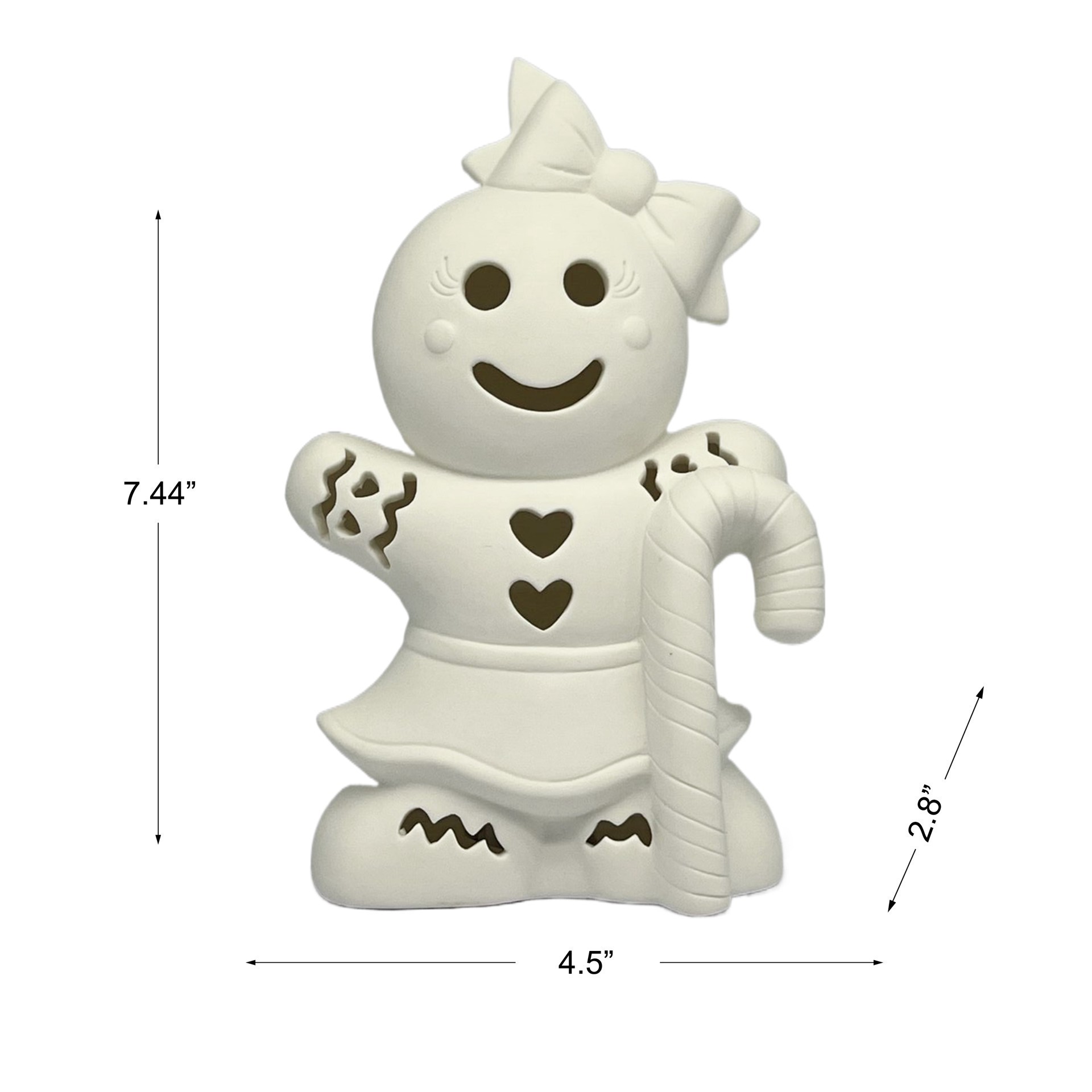 slide 2 of 8, 7.5" Led Diy Ceramic Gingerbread Cookie With Candy Cane Decor By Make Market, 4.5 in x 2.8 in x 7.44 in