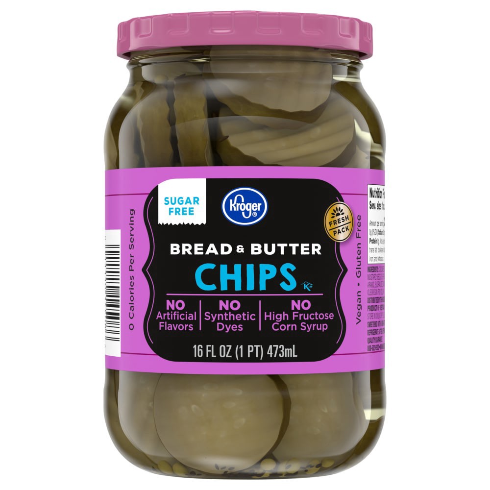 slide 1 of 1, Kroger® Bread & Butter Chips, 16 fl oz