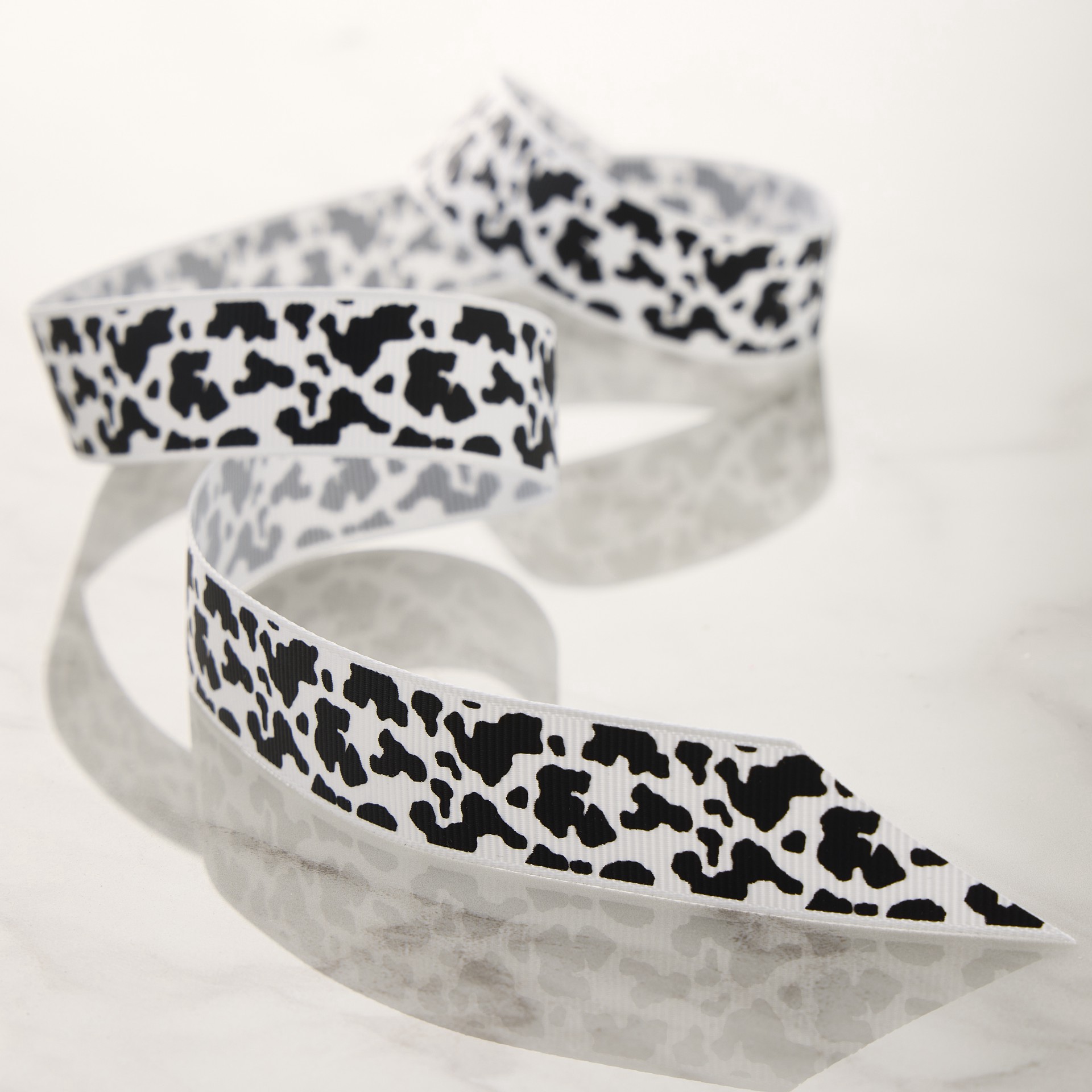 slide 2 of 2, 7/8" X 7yd. Black & White Cow Print Ribbon By Celebrate It Classic, 7/8 in x 7 yd