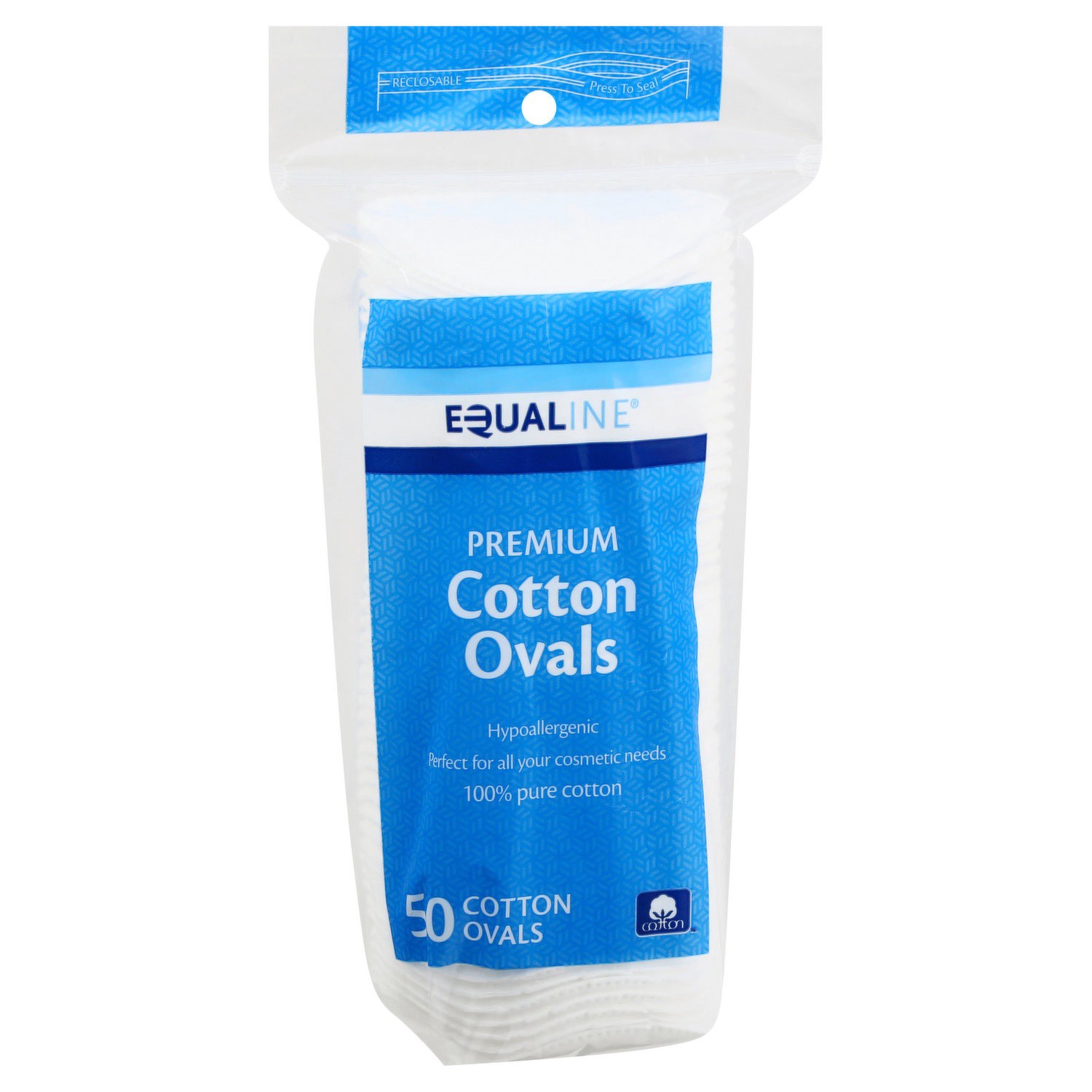 slide 1 of 1, Equaline Premium Cotton Ovals, 50 ct