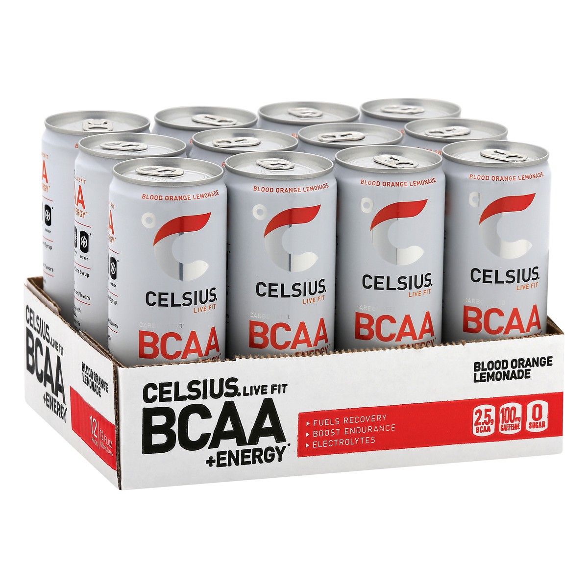 slide 9 of 9, CELSIUS BCAA + Energy Blood Orange Lemonade Energy Drink - 12 ct, 12 ct