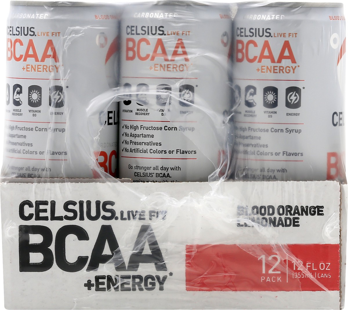 slide 6 of 9, CELSIUS BCAA + Energy Blood Orange Lemonade Energy Drink - 12 ct, 12 ct