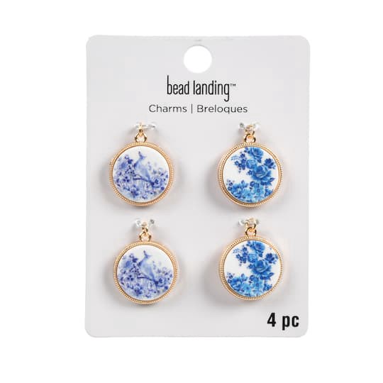 slide 1 of 5, Vintage Floral Print Charm Set By Bead Landing, 20mm x 23mm