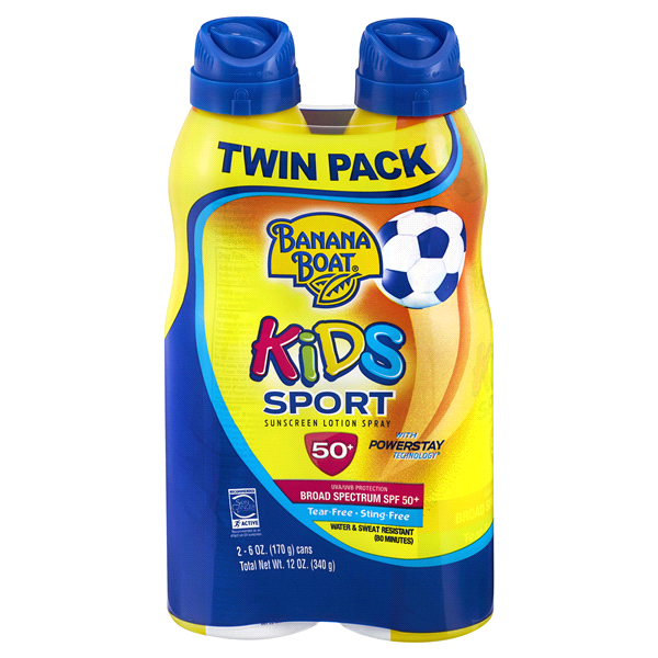 slide 1 of 1, Banana Boat Kids Sport Sunscreen Spray Twinpack - SPF, 50 ct; 12 oz