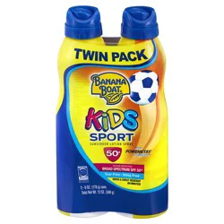 Banana Boat Kids Sport Sunscreen Spray,SPF 50, 6 oz, Twin Pack