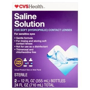 slide 1 of 1, CVS Health Saline Solution For Soft Hydrophilic Contact Lenses, 2Ct, 12 Fl Oz, 1 ct