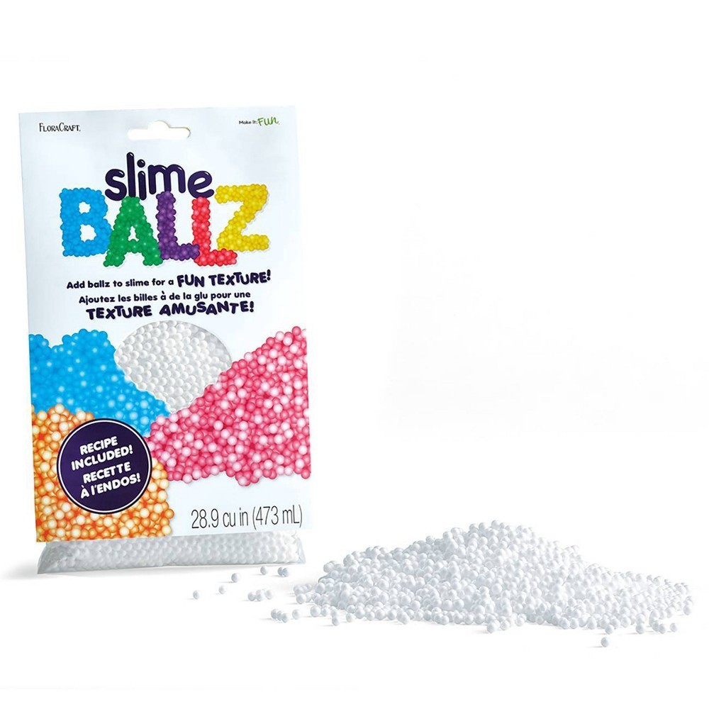 slide 2 of 7, FloraCraft Slime Ballz 5mm Eps Foam Balls Two Cups White, 5 mm