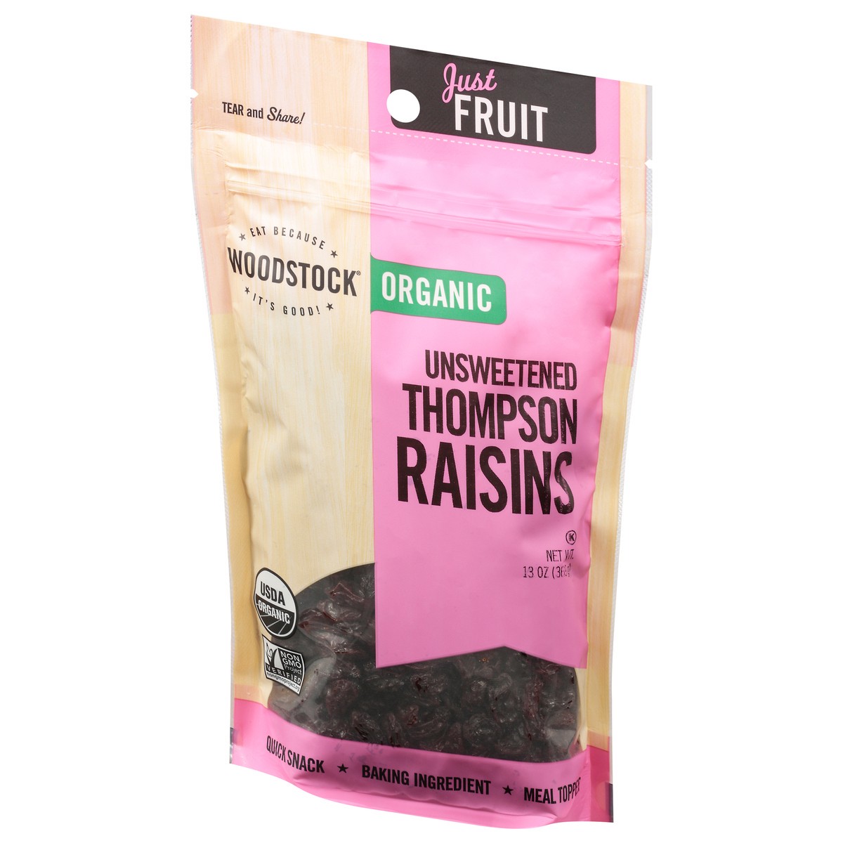 slide 4 of 9, Woodstock Organic Unsweetened Thompson Raisins 13 oz, 13 oz