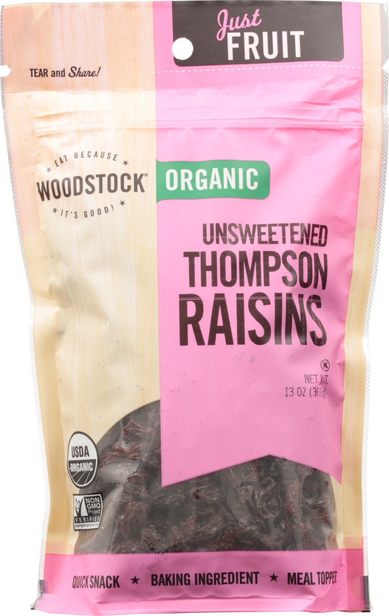 slide 3 of 9, Woodstock Organic Unsweetened Thompson Raisins 13 oz, 13 oz