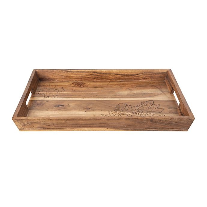 slide 1 of 1, Bee & Willow Home Bee & Willow Leaf Rectangular Wood Serving Tray - Natural, 13.5 in