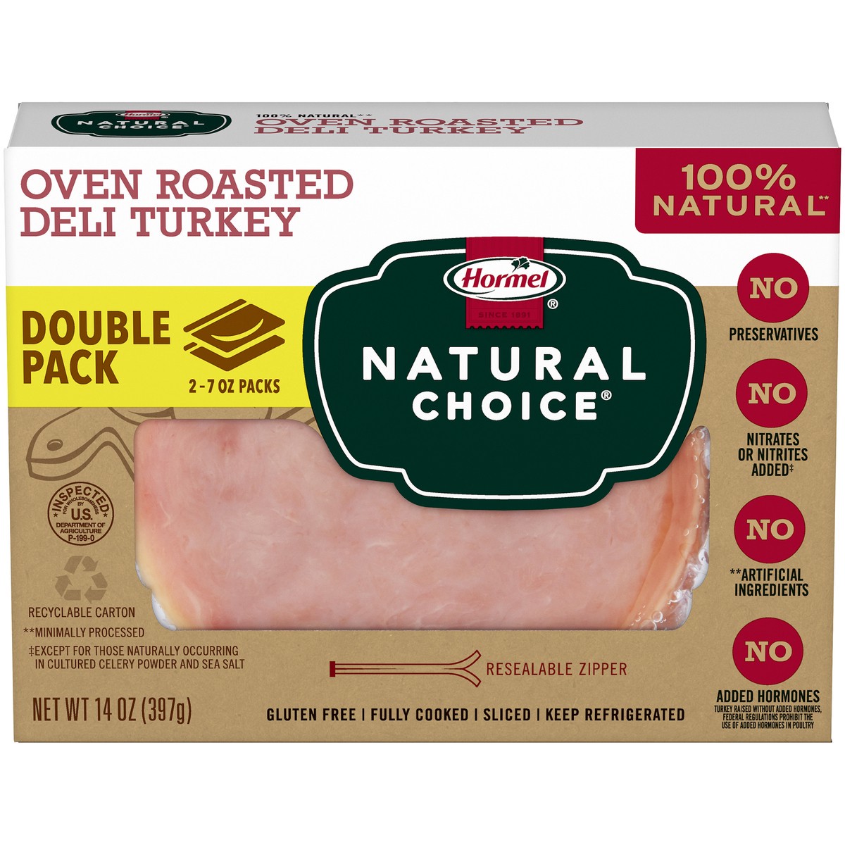 slide 1 of 8, Hormel Natural Choice Oven Roasted Deli Turkey Double Pack 2 - 7 oz Packs, 2 ct