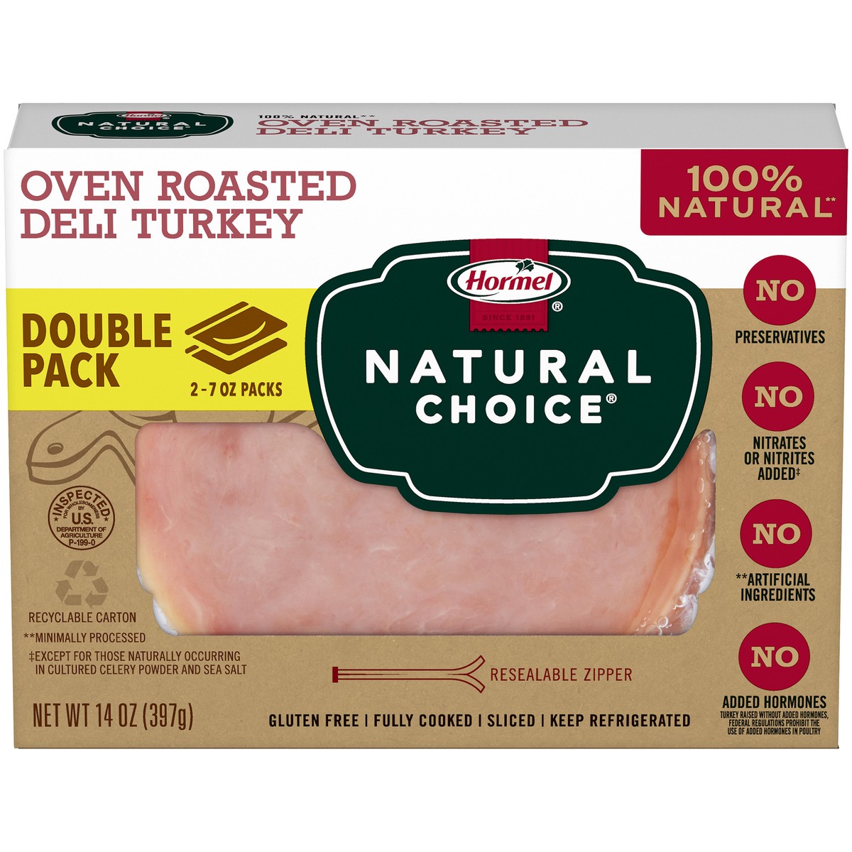 slide 1 of 4, Hormel Natural Choice Oven Roasted Deli Turkey Double Pack 2 - 7 oz Packs, 2 ct