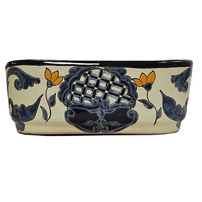 slide 1 of 1, Blue Orange Pottery Oval Milan Talavera Planter, 1 ct