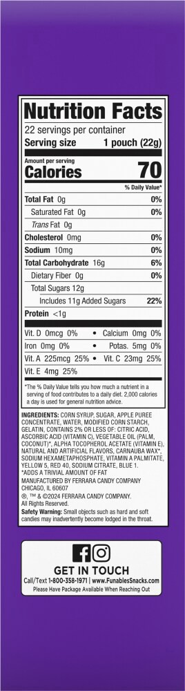 slide 4 of 5, Funables Super Mario Fruit Flavored Snacks 22 - 0.8 oz Pouches, 17.6 oz