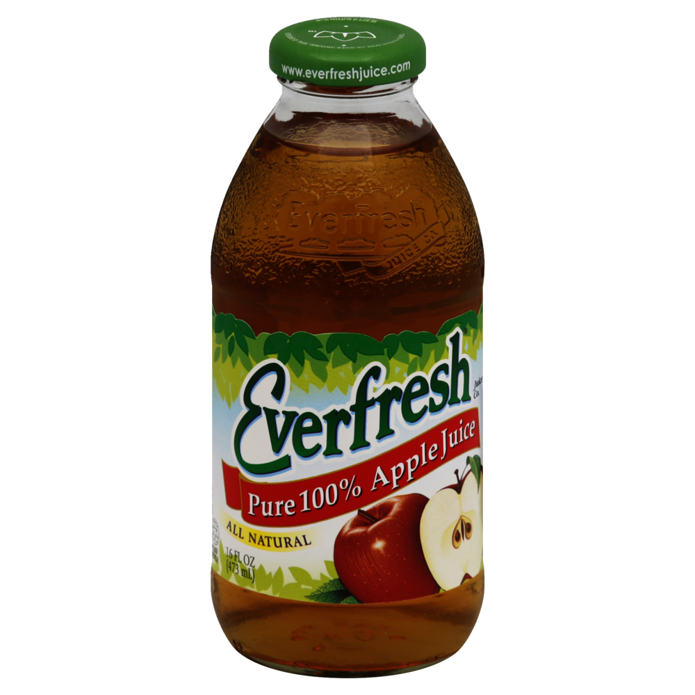 slide 1 of 4, Everfresh Pure 100% Apple Juice Glass Bottle - 16 fl oz, 16 fl oz