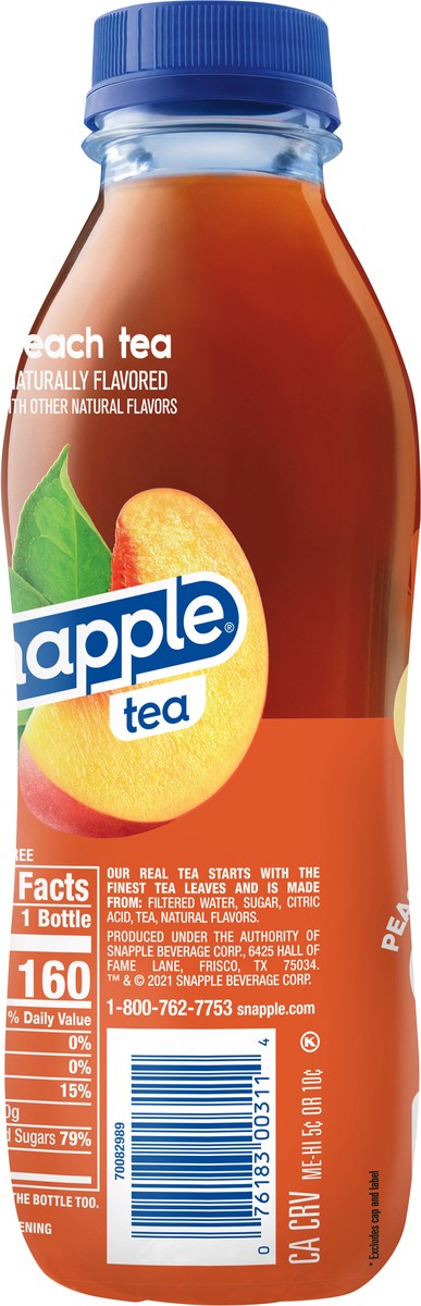 slide 10 of 12, Snapple Peach Tea, 16 fl oz recycled plastic bottle, 16 fl oz