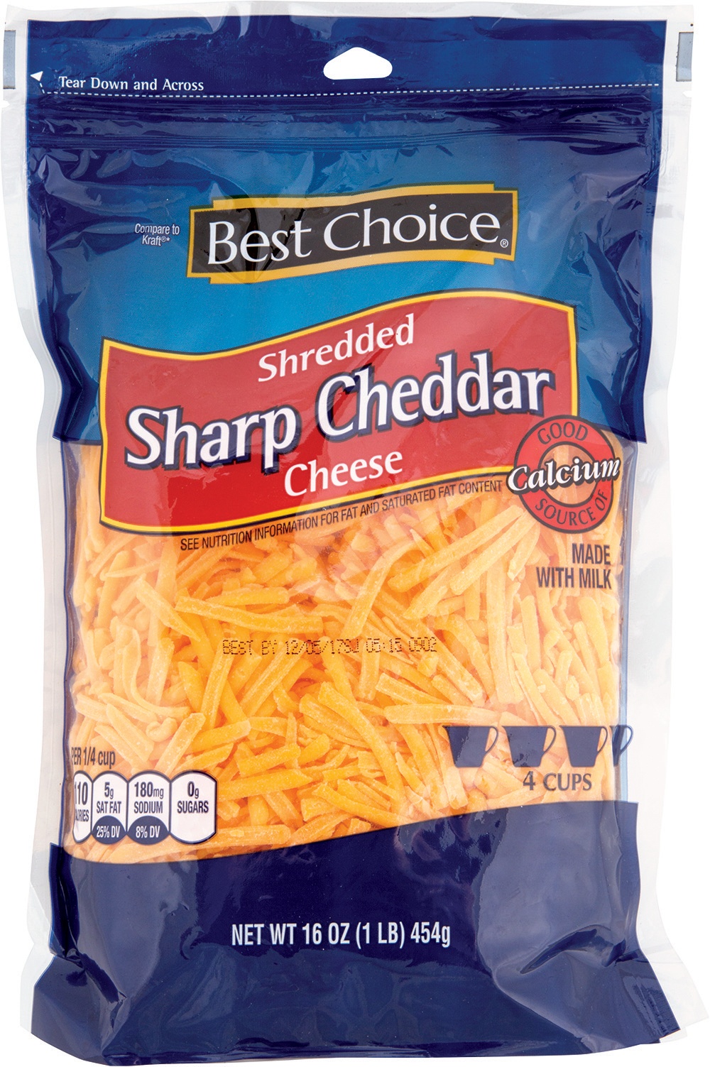 slide 1 of 1, Best Choice Shredded Sharp Cheddar Cheese, 16 oz