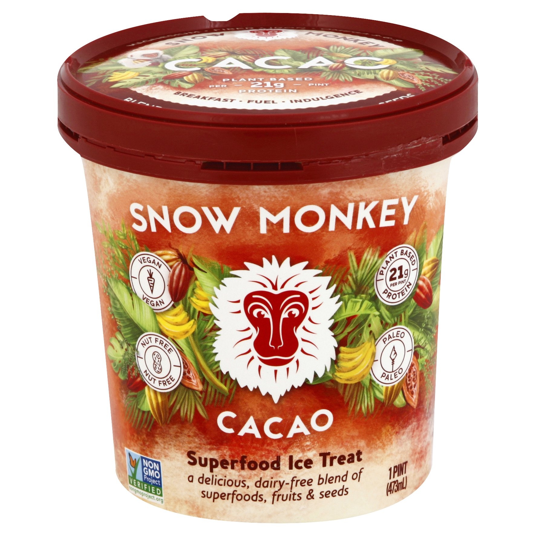 slide 1 of 1, Snow Monkey Superfood Ice Treat - Cacao, 1 pint