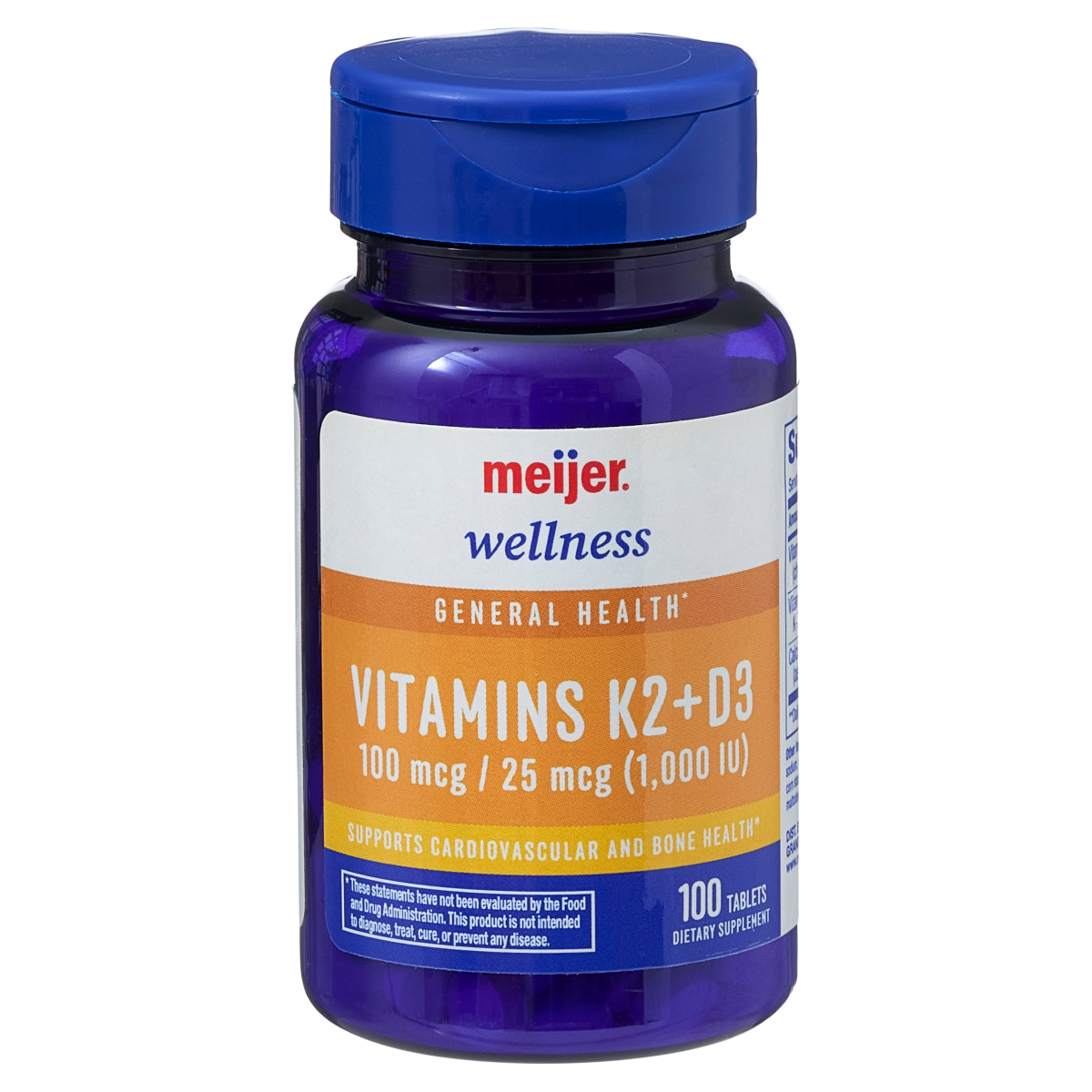 slide 1 of 9, MEIJER WELLNESS Meijer Vitamins K2 & D3, 100 mcg/1000 IU Tablets, 100 ct