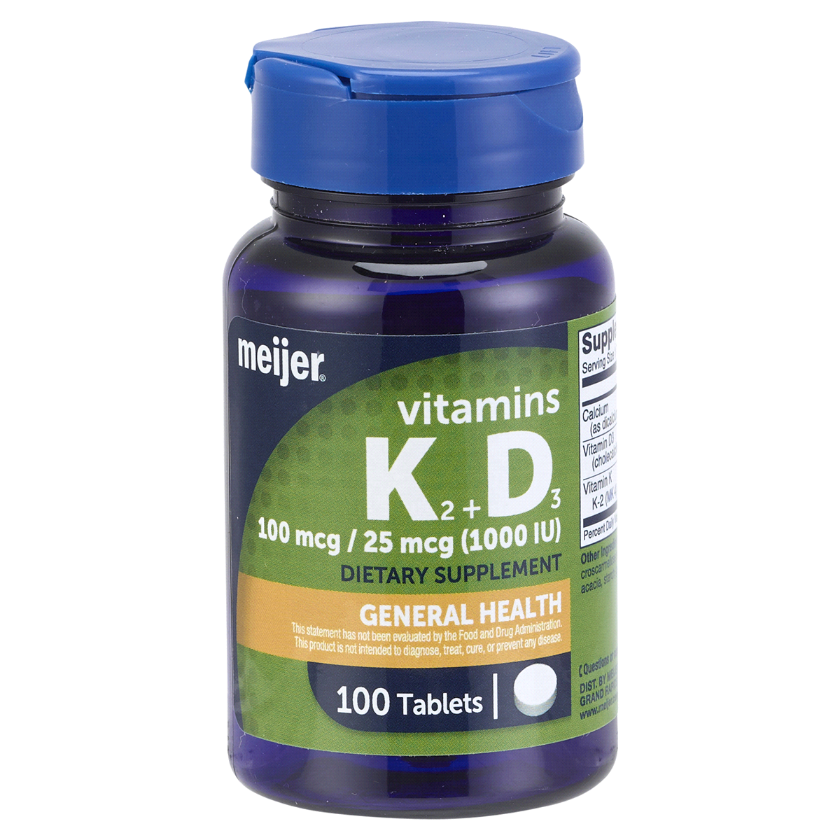 slide 1 of 1, Meijer Vitamins K2 & D3, 100 mcg/1000 IU, 100 ct