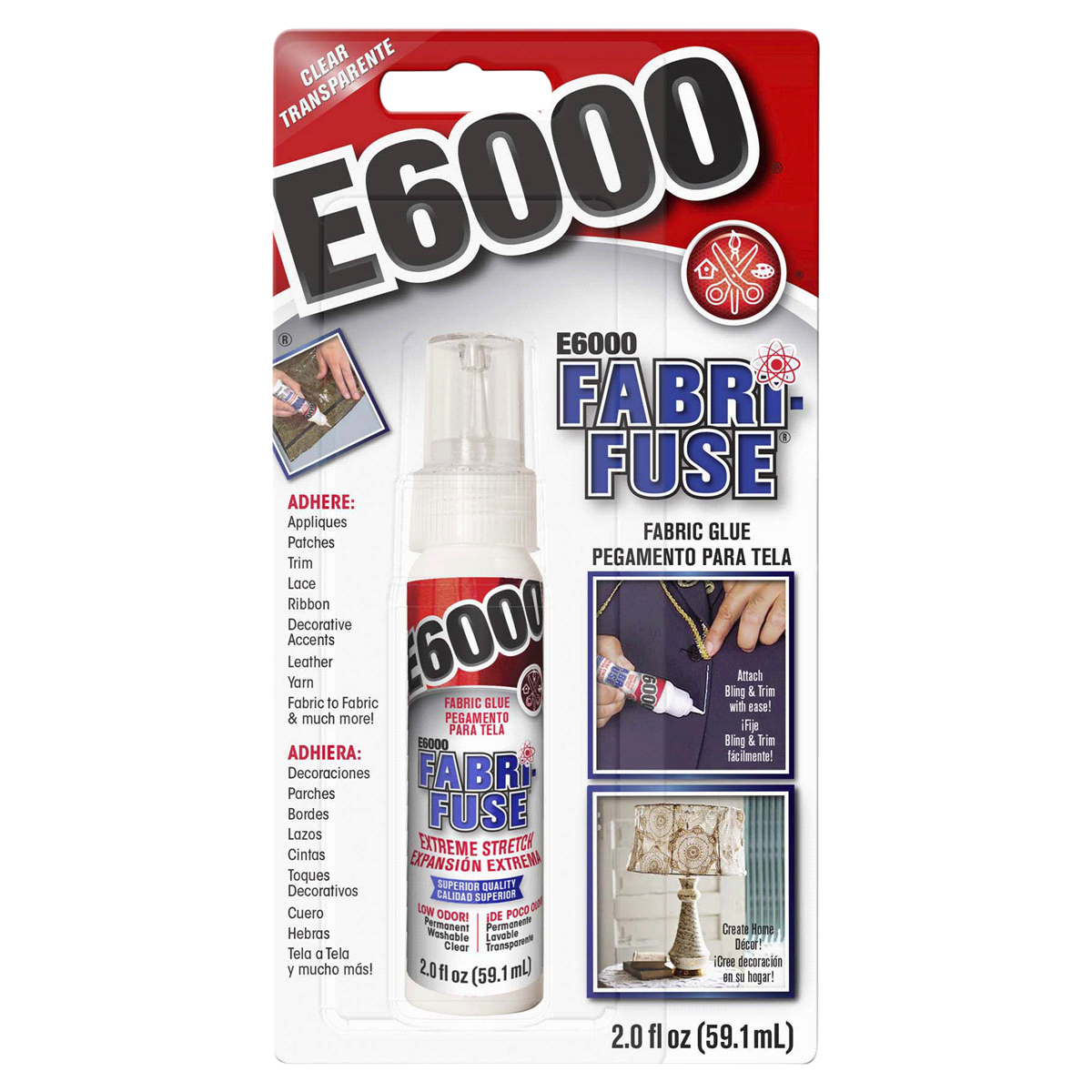 slide 1 of 5, E6000 Fabri-Fuse Clear, Carded, 2 oz