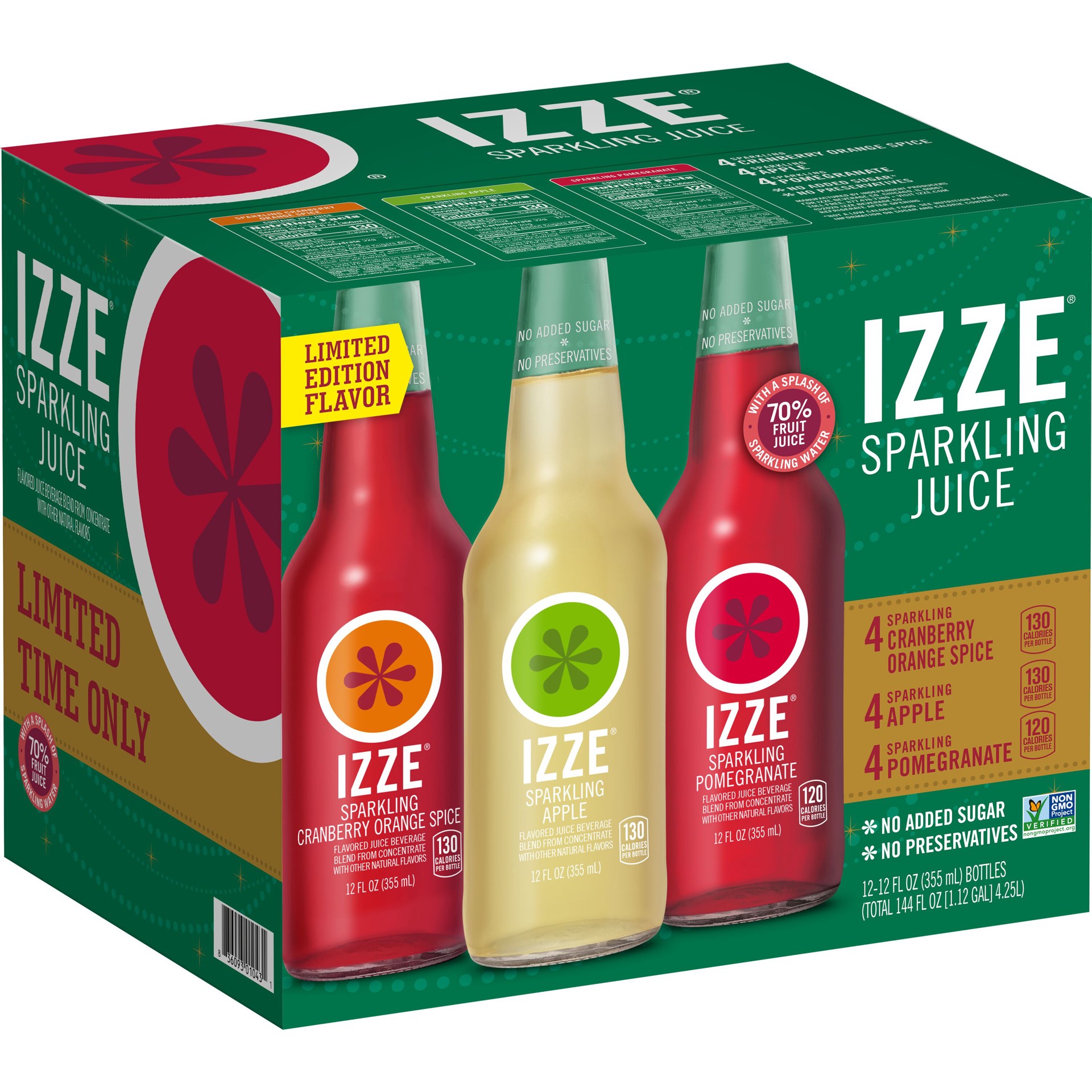 slide 1 of 1, IZZE Sparkling Juice Variety Pack 12 Fl Oz 12 Count, 