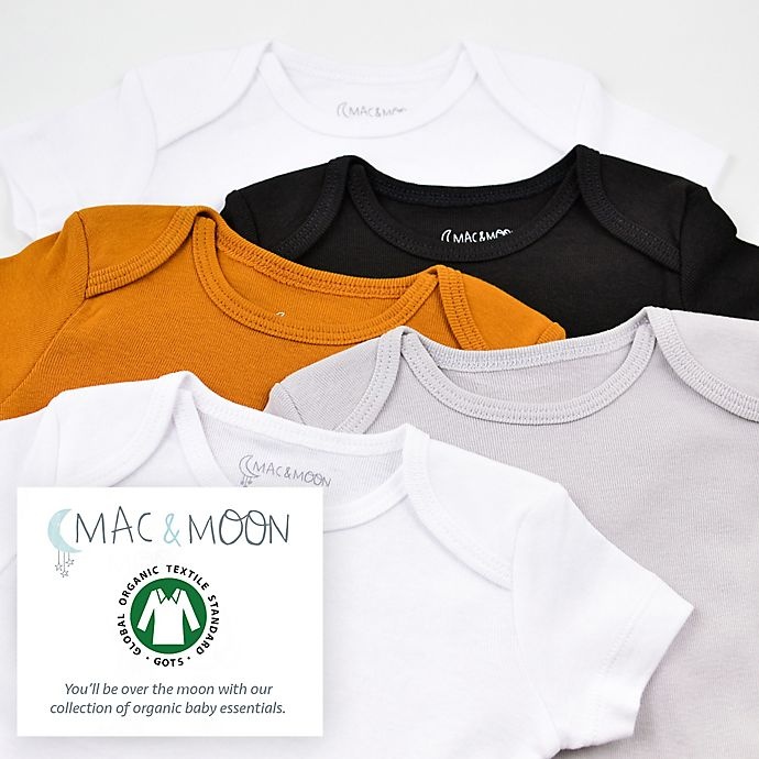 slide 6 of 8, Mac & Moon Short Sleeve Bodysuits - Grey, 5 ct