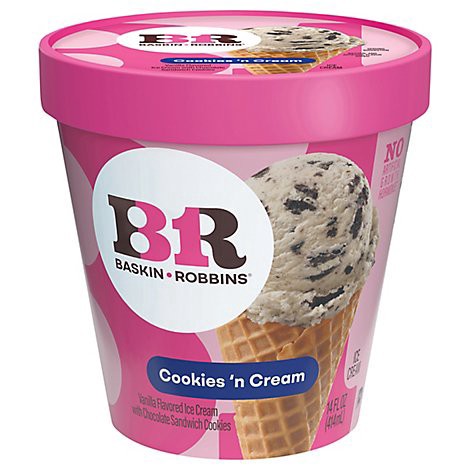 slide 1 of 1, Baskin Robbins Ice Cream Cookies N Cream - 14 Fl. Oz., 14 fl oz