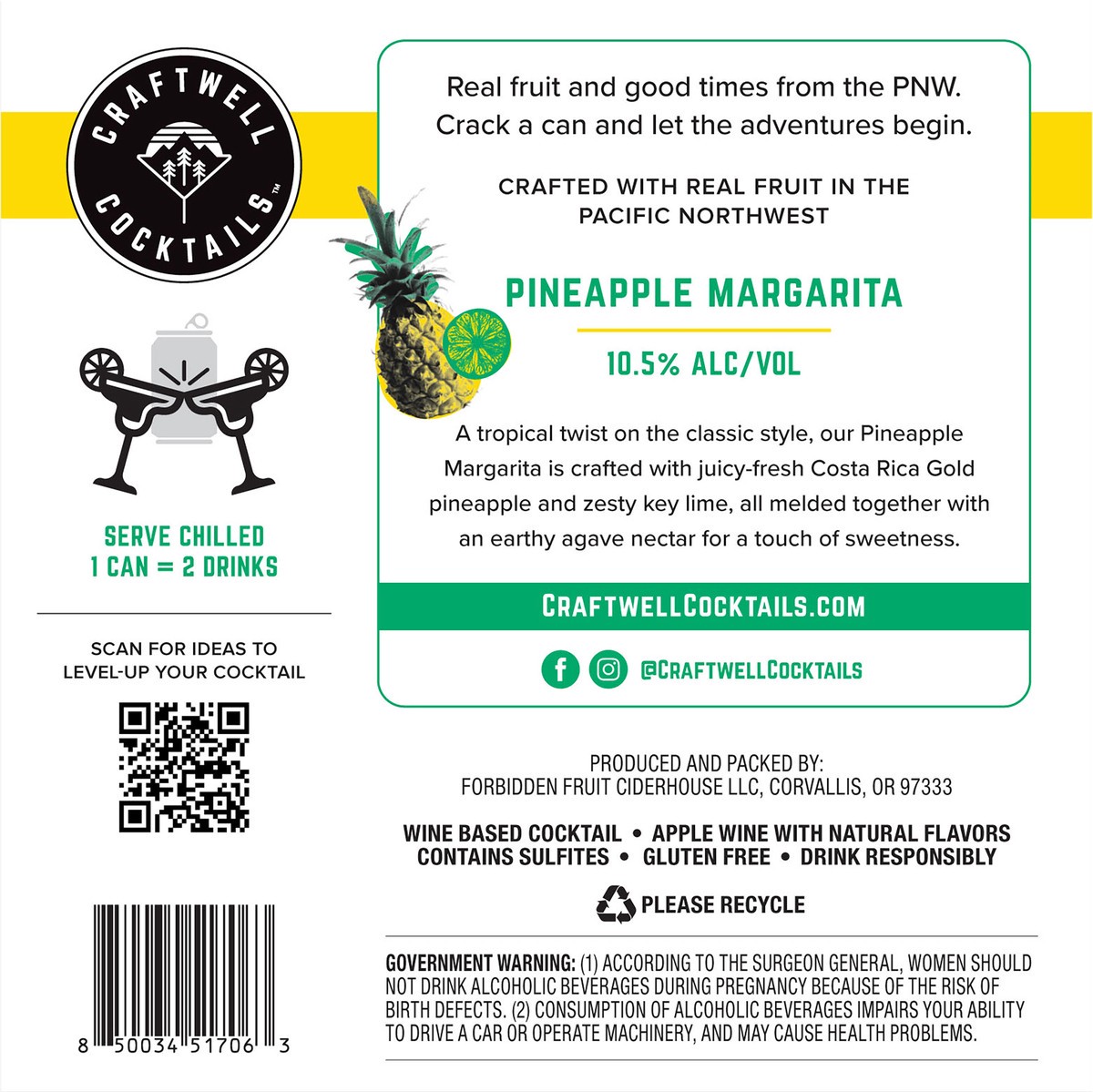 slide 7 of 8, Craftwell Cocktails Craftwell Pineapple Margarita Can, 4 ct; 12 fl oz
