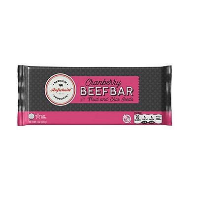 slide 1 of 2, Aufschnitt Beef Bar with Fruit and Chia Seeds Cranberry, 1 ct