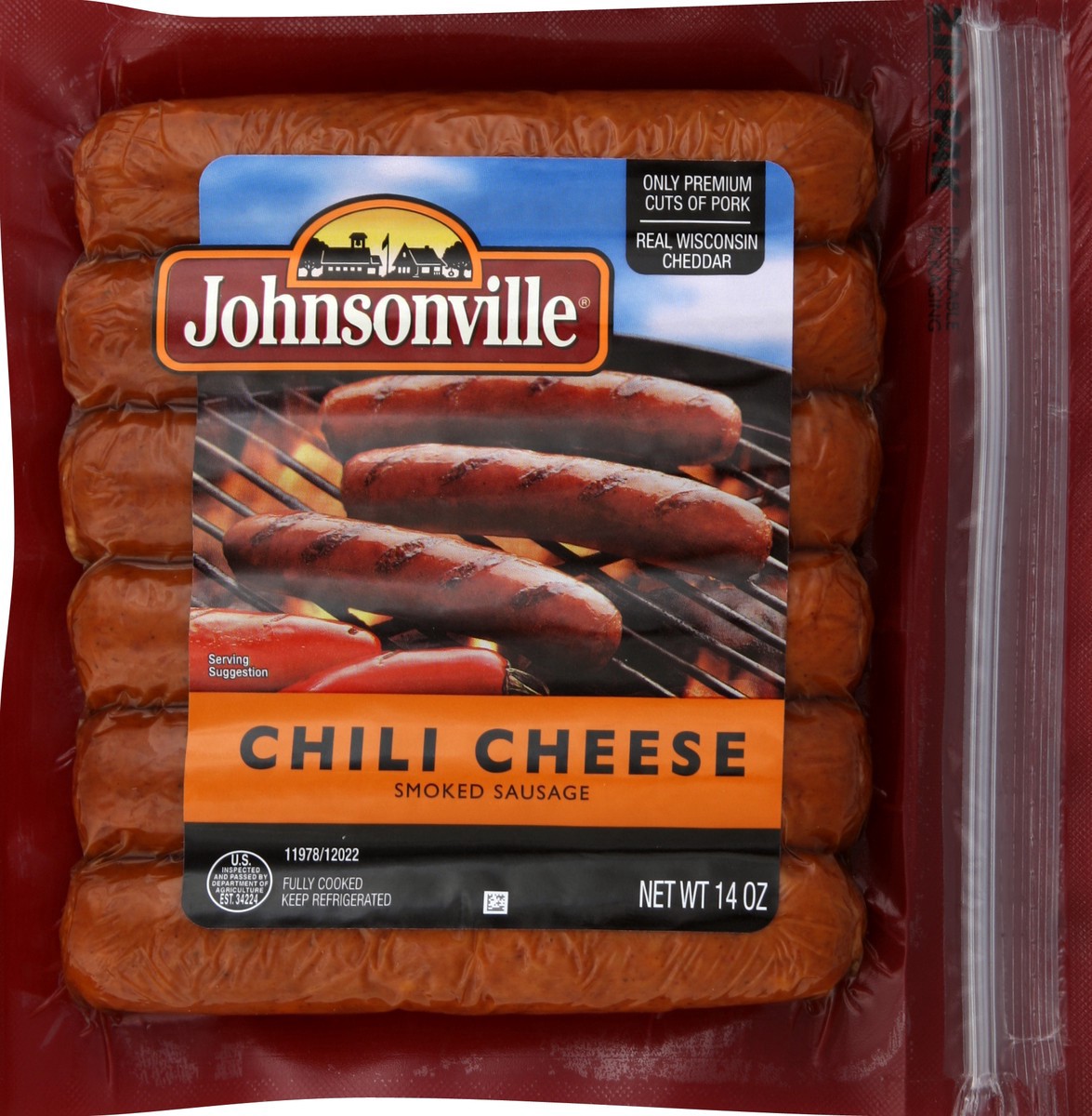 slide 4 of 7, Johnsonville Chili Cheese Smoked Sausage, 14 oz