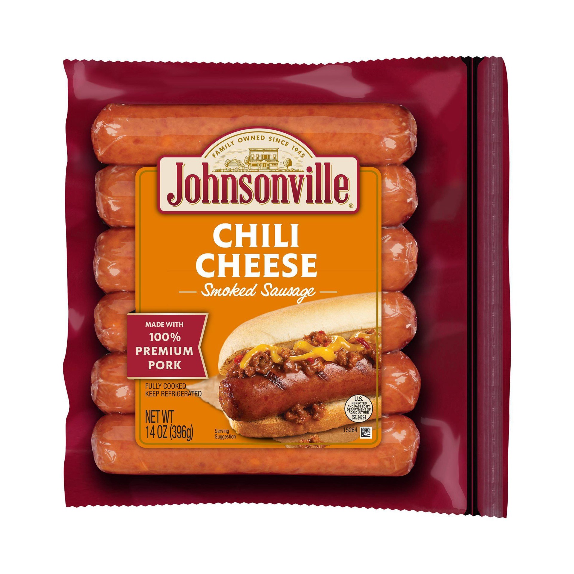 slide 1 of 7, Johnsonville Chili Cheese Smoked Sausage, 14 oz