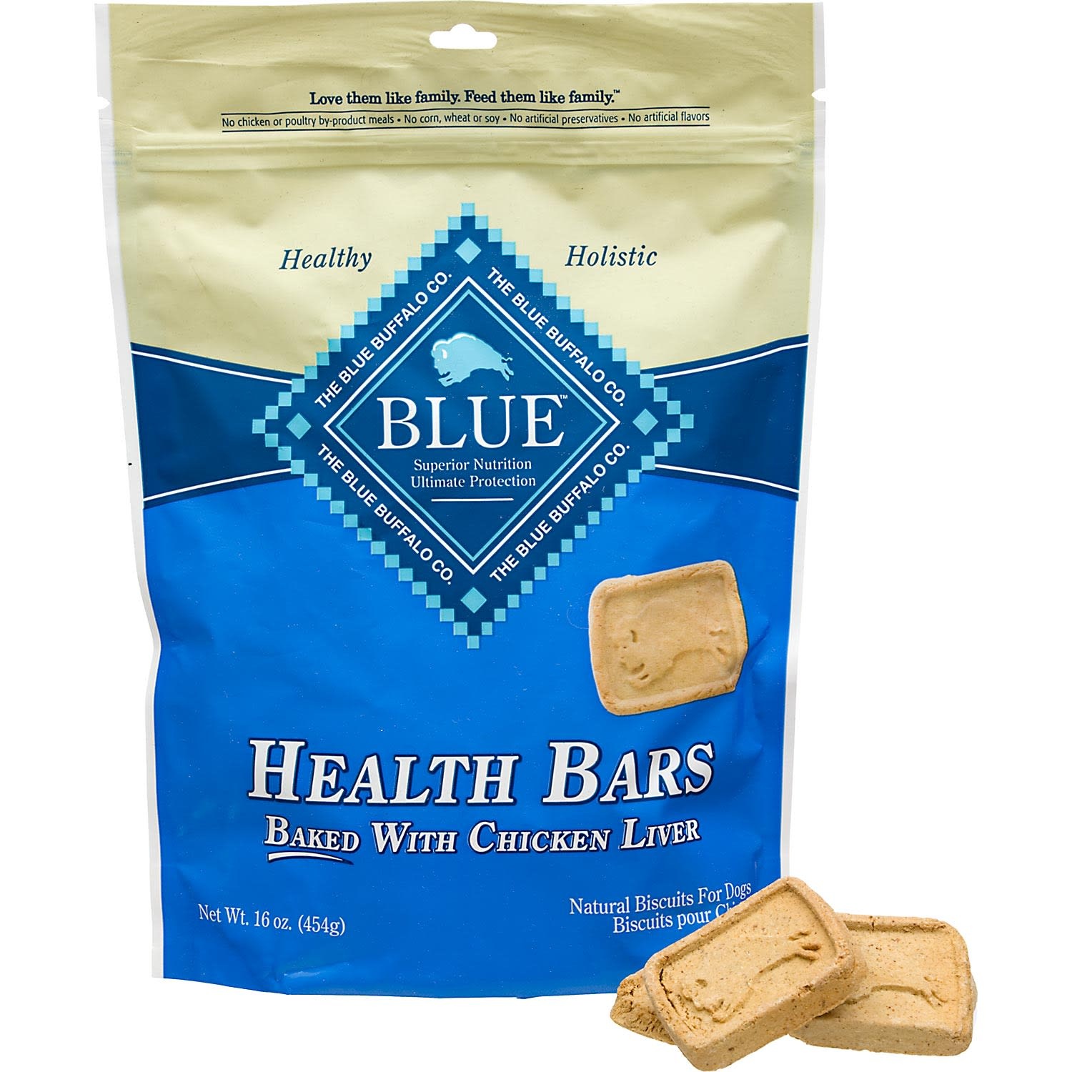slide 1 of 1, Blue Buffalo Blue Health Bars With Chicken Liver Dog Treats, 16 oz