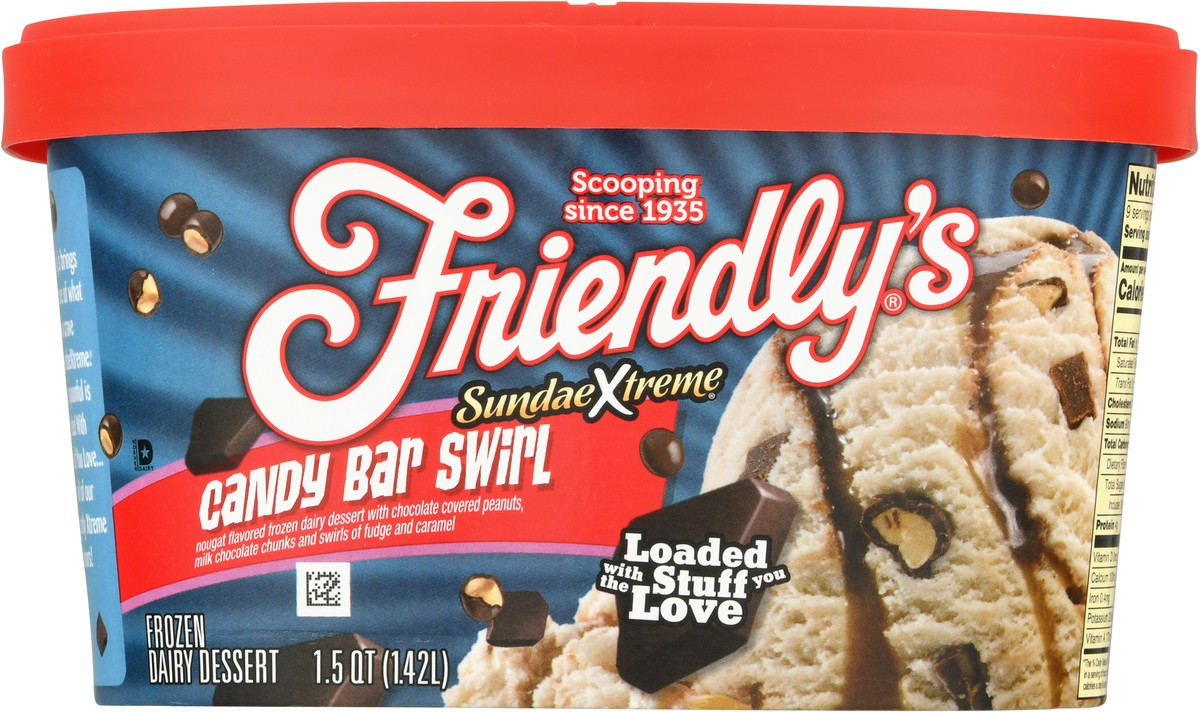 slide 6 of 9, Friendly's Sundae Xtreme Candy Bar Swirl Frozen Dairy Dessert 1.5 qt, 1.5 qt