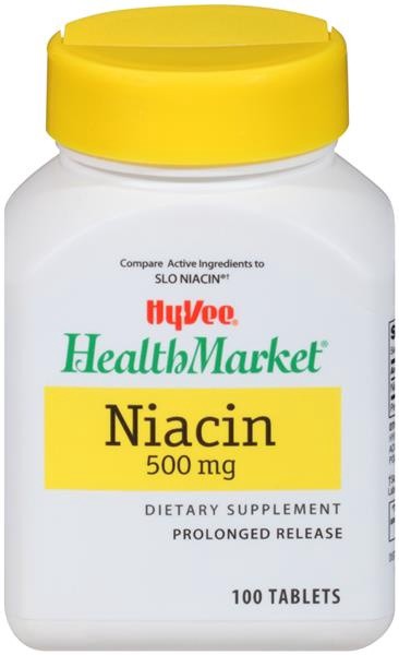 slide 1 of 1, Hy-Vee Health Market Niacin 500 mg Tablets, 100 ct