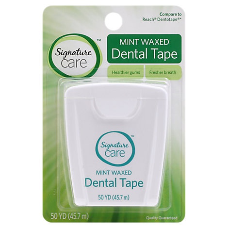 slide 1 of 1, Signature Care Dental Tape Mint Waxed 50 Yards - Each, 1 ct