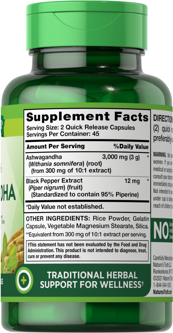 slide 3 of 10, Nature's Truth Nature’s Truth Ashwagandha 3000mg 90 Capsules, 90 ct
